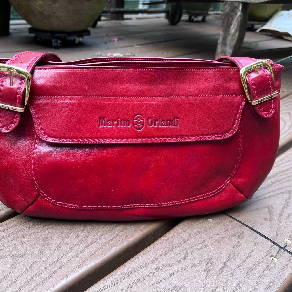 Vintage Marino Orlandi Red Double-handled Shoulder Bag